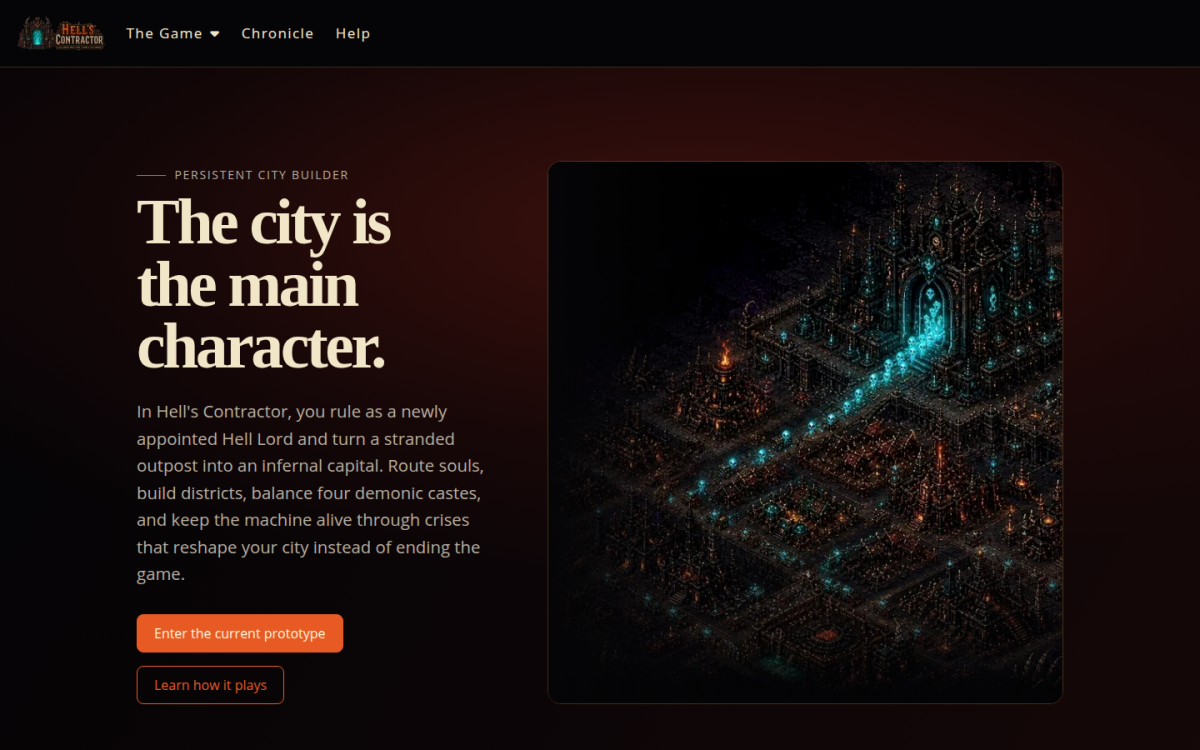 Hell's Contractor game overview Hell's Contractor game overview introducing the persistent infernal city as the main character.