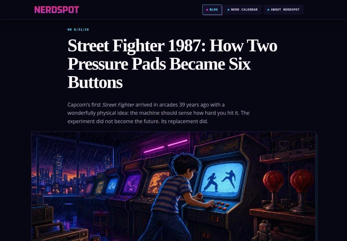 NerdSpot Street Fighter article NerdSpot article about the original Street Fighter pressure pads and six-button layout