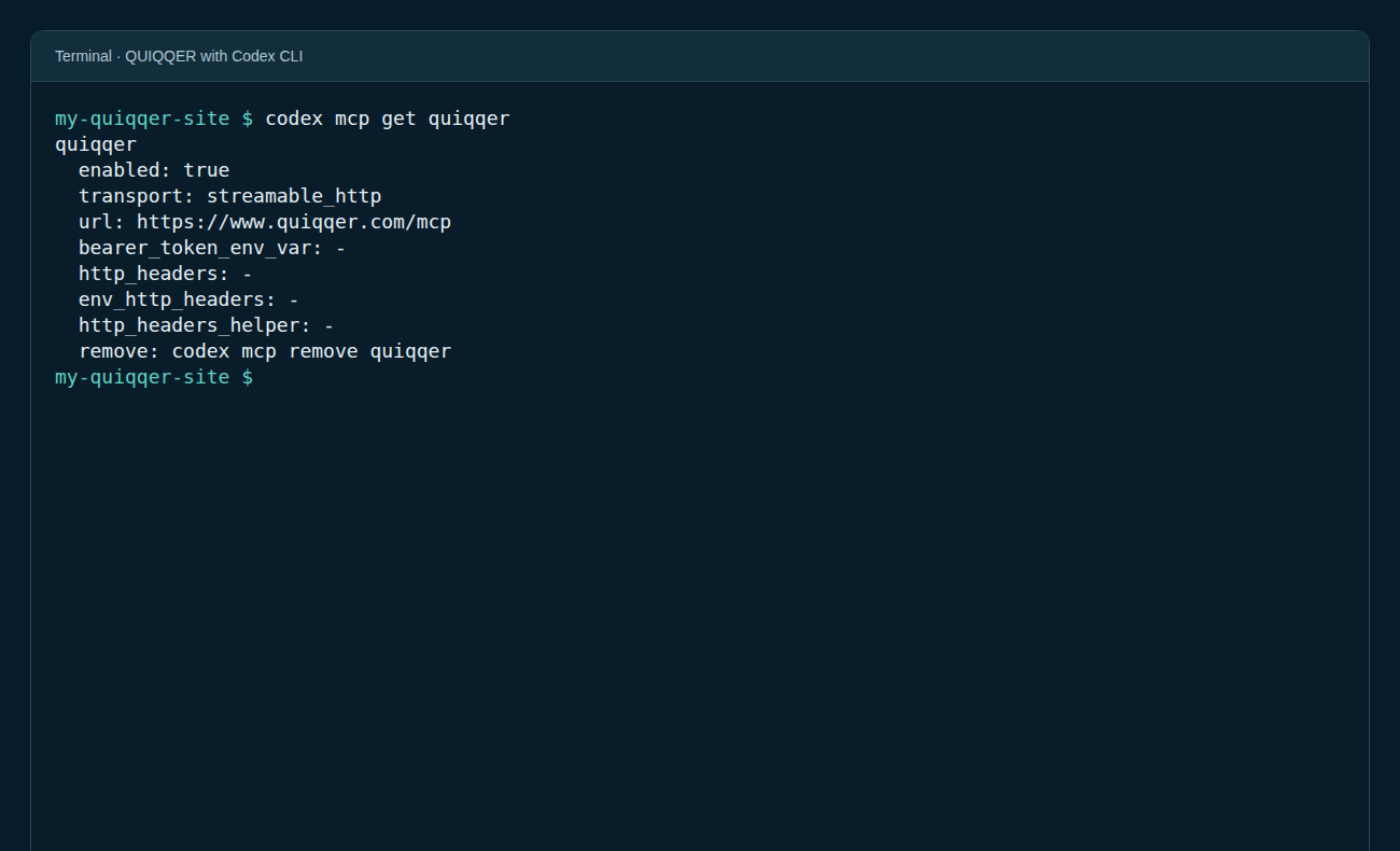 Codex CLI: public QUIQQER MCP configuration Codex CLI: public QUIQQER MCP configuration